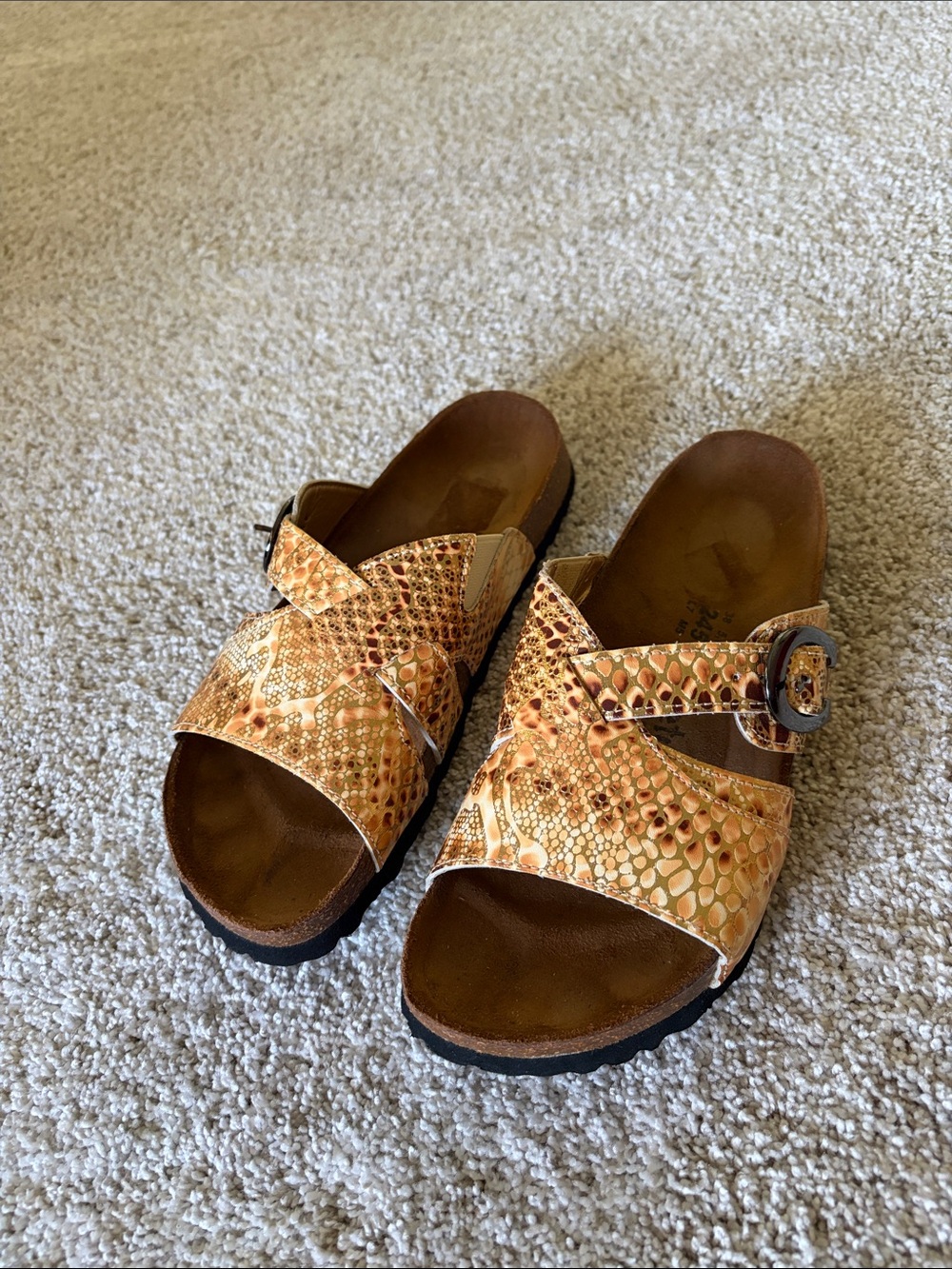 Betula by Birkenstock Gold Metallic Snakeskin Slides